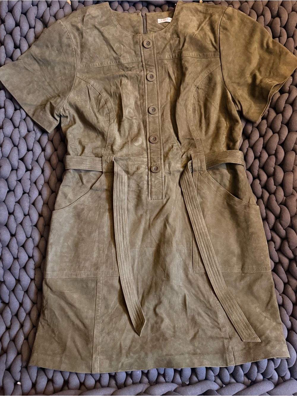 Trina Turk Penny Suede Sheath Dress. Goat Leather Dress